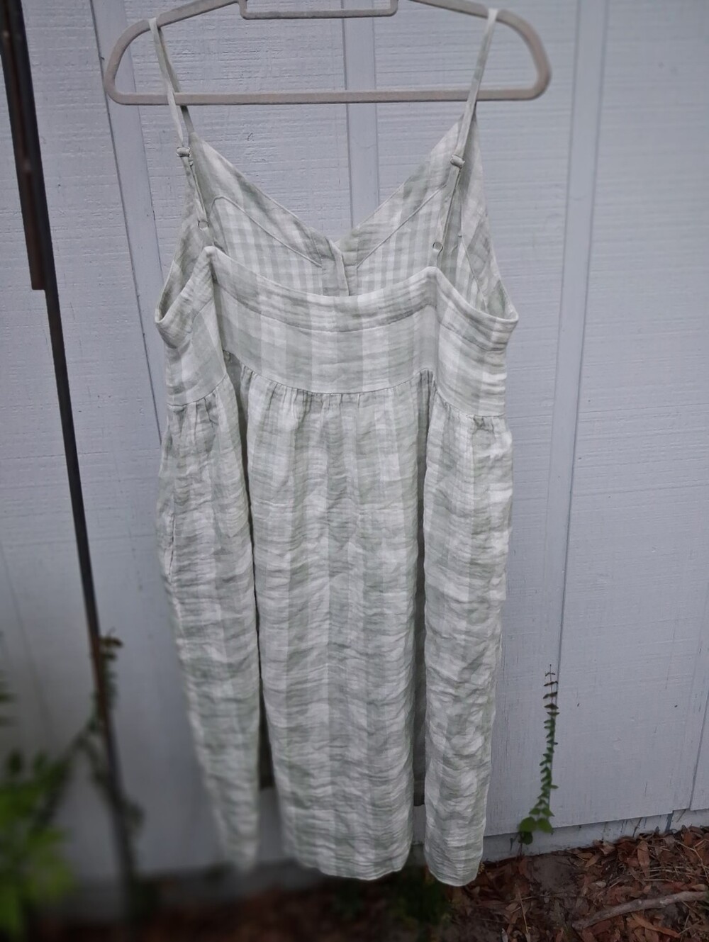 Light Plaid Button-Front Midi Dress Double Gauze Cotton - Picture 3 of 3